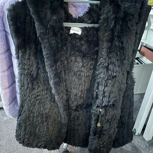 Heartloom Black Faux Fur Vest